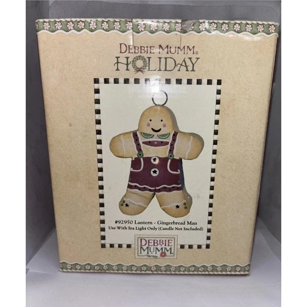Debbie Mumm Large Christmas Gingerbread Tea Light Lantern 7''